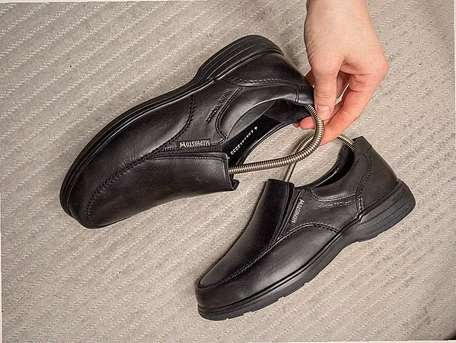 Men Loafers Black Leather 43 #QV31