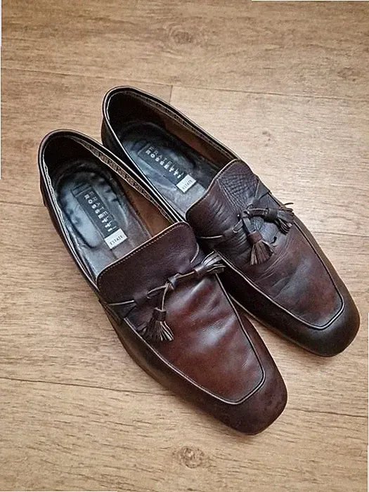 Men Loafers Brown Leather 43