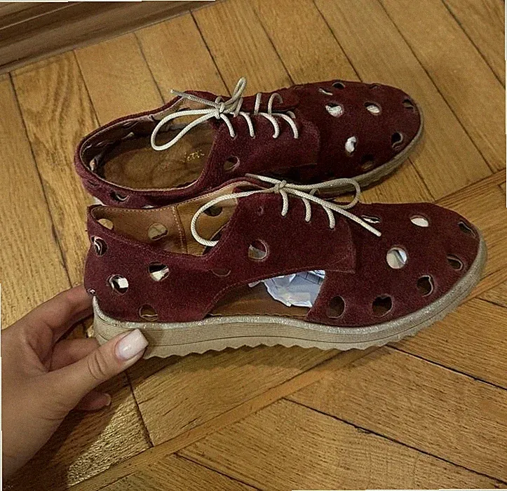 Men Loafers Burgundy Suede 36
