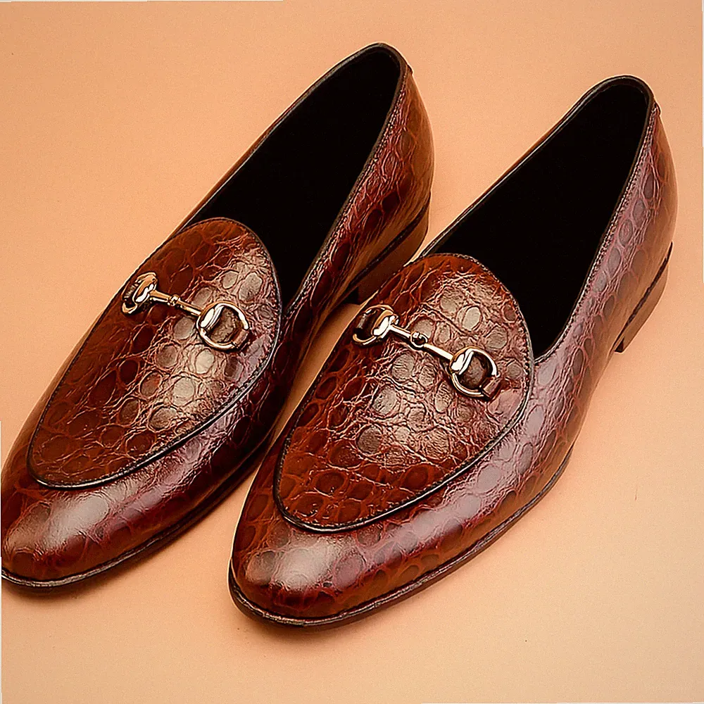Men's BROWN Handmade Genuine Leather Slip On Dress Loafer | Casual Shoes
