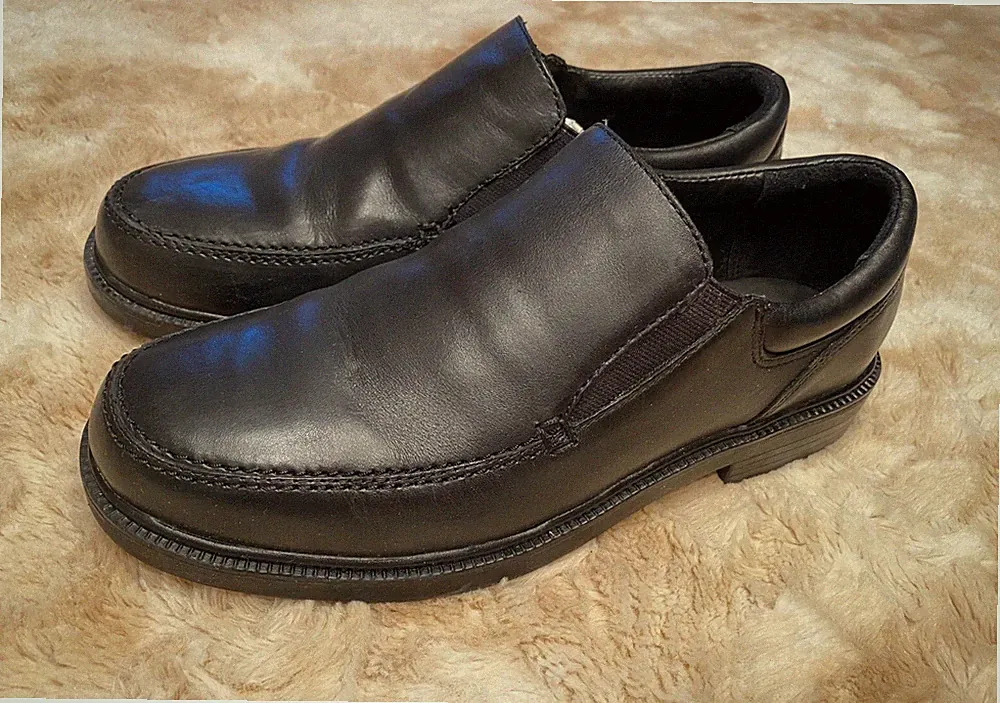 Men's Dress Shoes Parma Loafers Slip On Size 7 1/2 Black Leather Boulevard Club