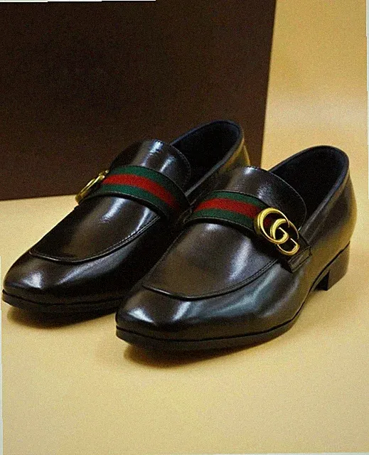 Men's Handmade Leather Shoes, Fashion Loafers, Black Formal Dress Shoes Men's