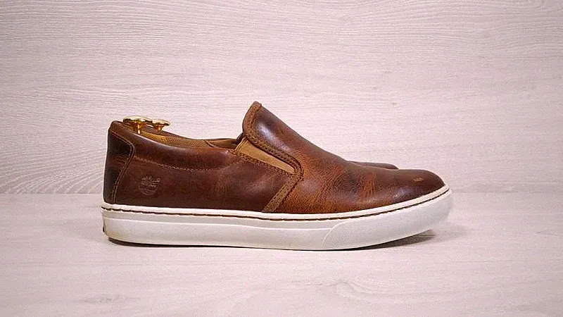 Men Timberland Loafers Brown Leather 42 #NZ38