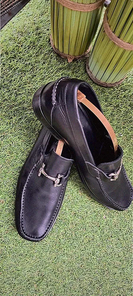 Mens Leather Loafers Salvatore Ferragamo 8 Made In ITALY