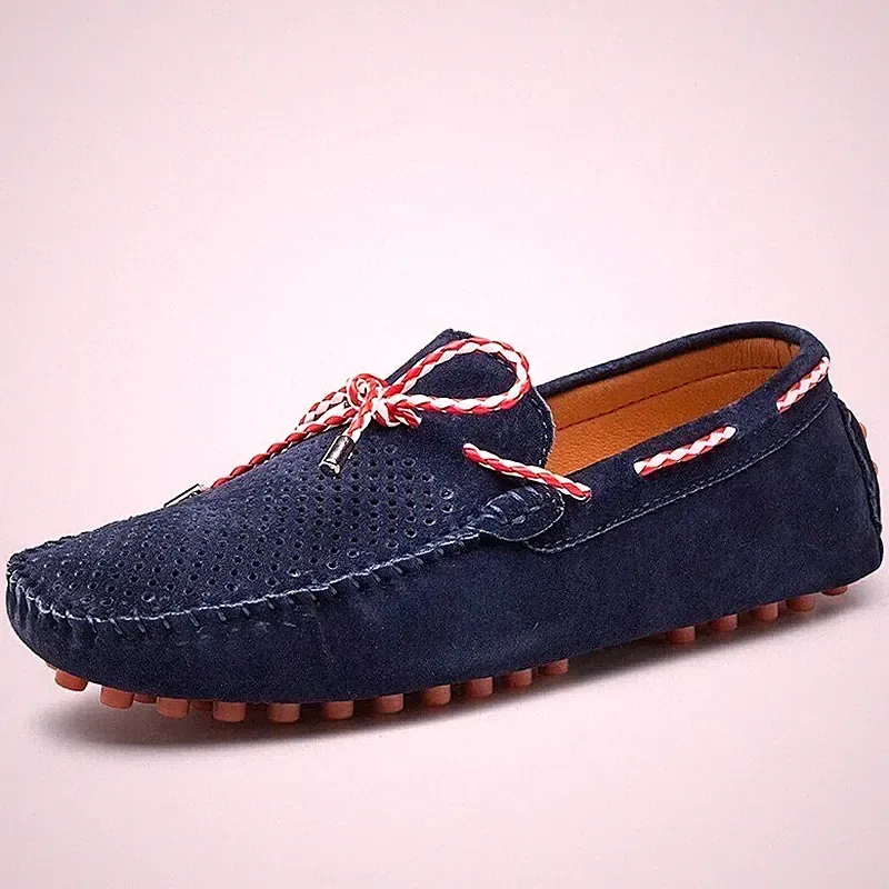 Mens Loafers Moccasins Hollow Out Breathable Casual Shoes Fashion Leather Shoes