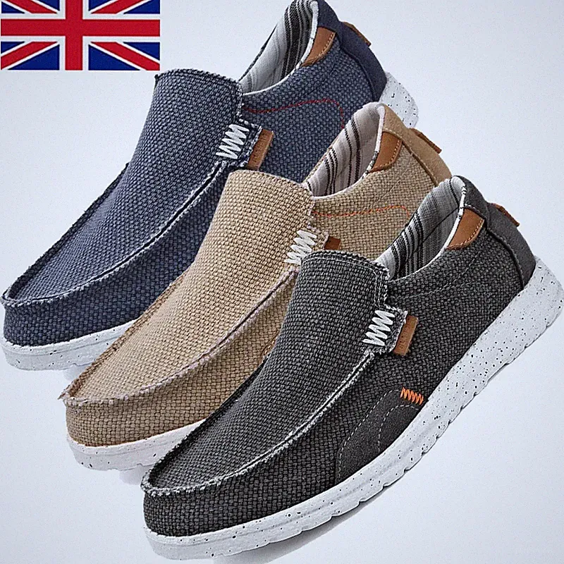 Mens Slip On Canvas Driving Shoes Boat Pumps Loafers Moccasins Mule Walking Soft