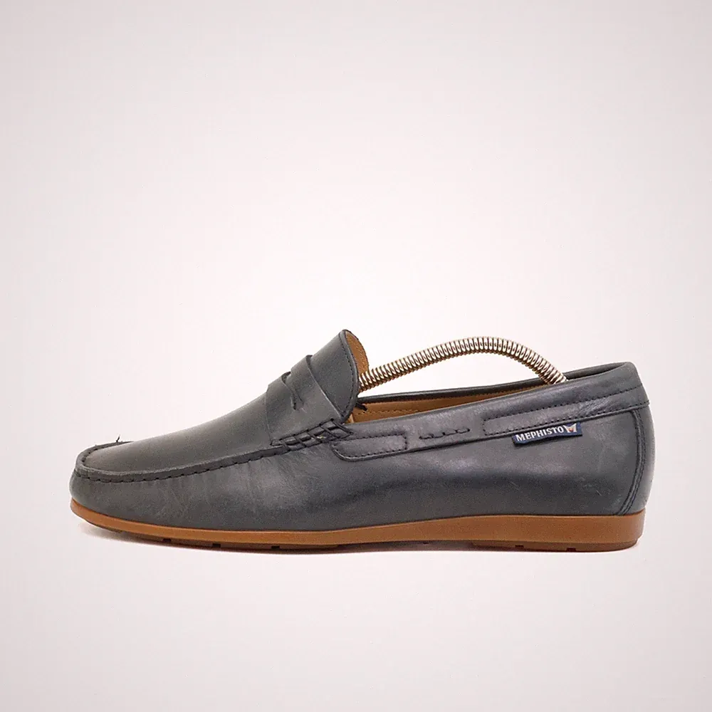 Mephisto Herren Cool-Air Slipper Navy Blau Leder Atmungsaktiv Mokassin EU 41.5