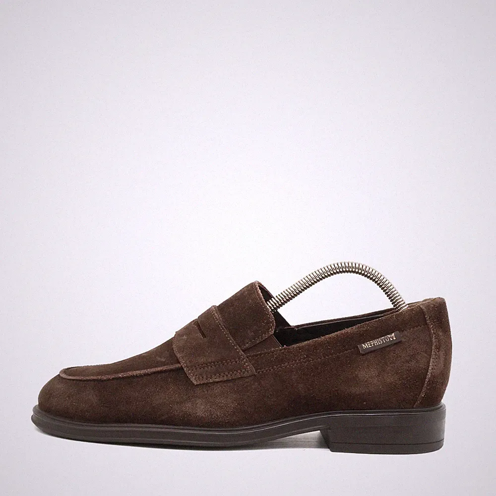 Mephisto Herren Penny Loafer Halbschuhe Braun Wildleder Komfort Mokassin EU 39
