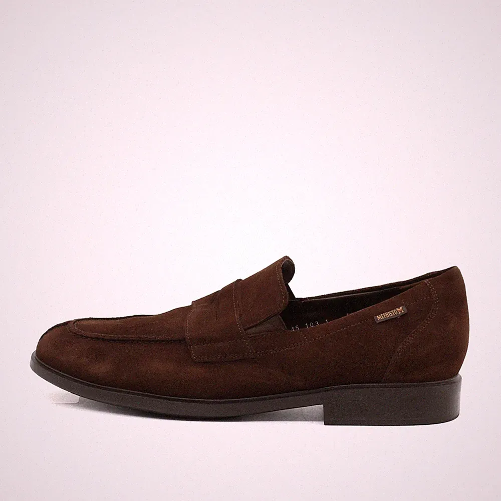 Mephisto Herren Penny Loafer Halbschuhe Braun Wildleder Passform Slipper EU 45