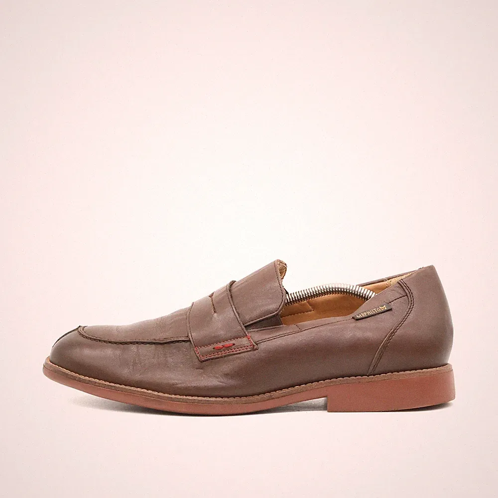 Mephisto Herren Penny-Slipper Schuhe Braun Leder Bequemes Komfort Loafer EU 44