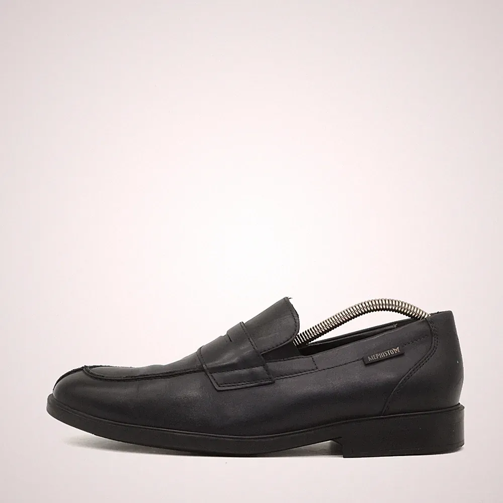 Mephisto Herren Pennyloafer Halbschuh Schwarz Leder Klassik Loafer EU 41.5