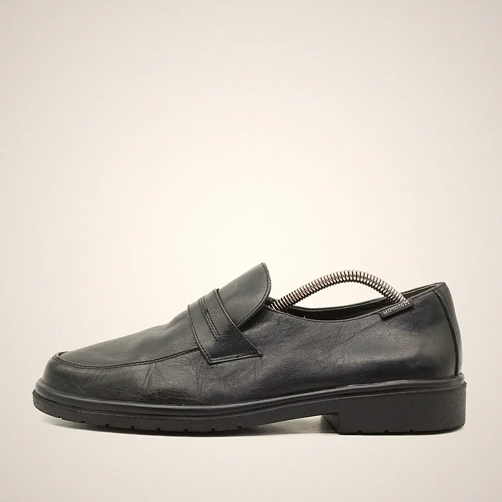 Mephisto Herren Slipper EU 43 Penny Loafer Schwarz Leder Rutschfest Klassiker