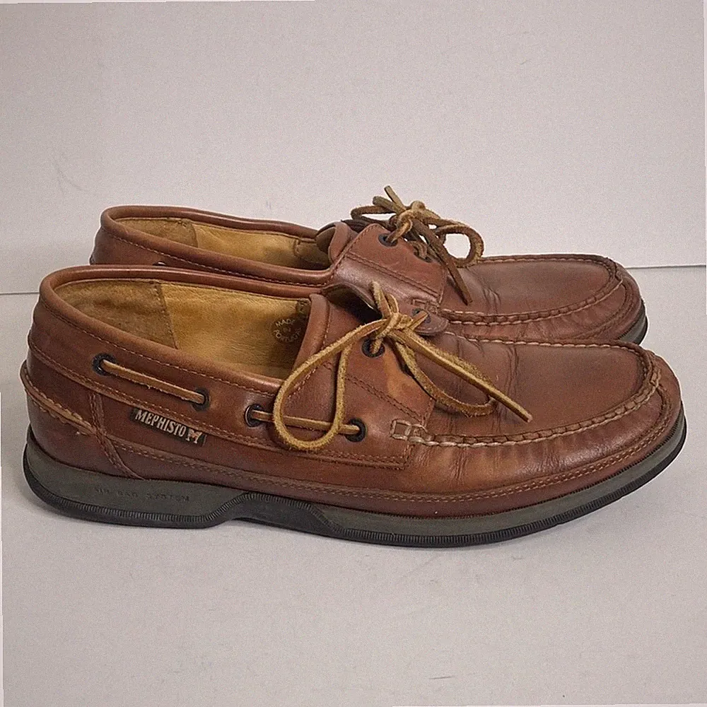 Mephisto Spinnaker Shoes Mens 10.5 Brown Leather Boat Shoe Slip On Comfy Loafer