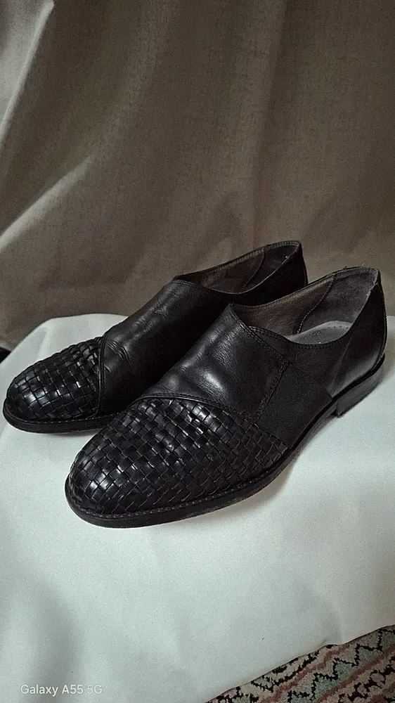Mercanti Fiorentini Herren Leder Loafer geflochtenes Muster Gr.8.5/42 Schwarz