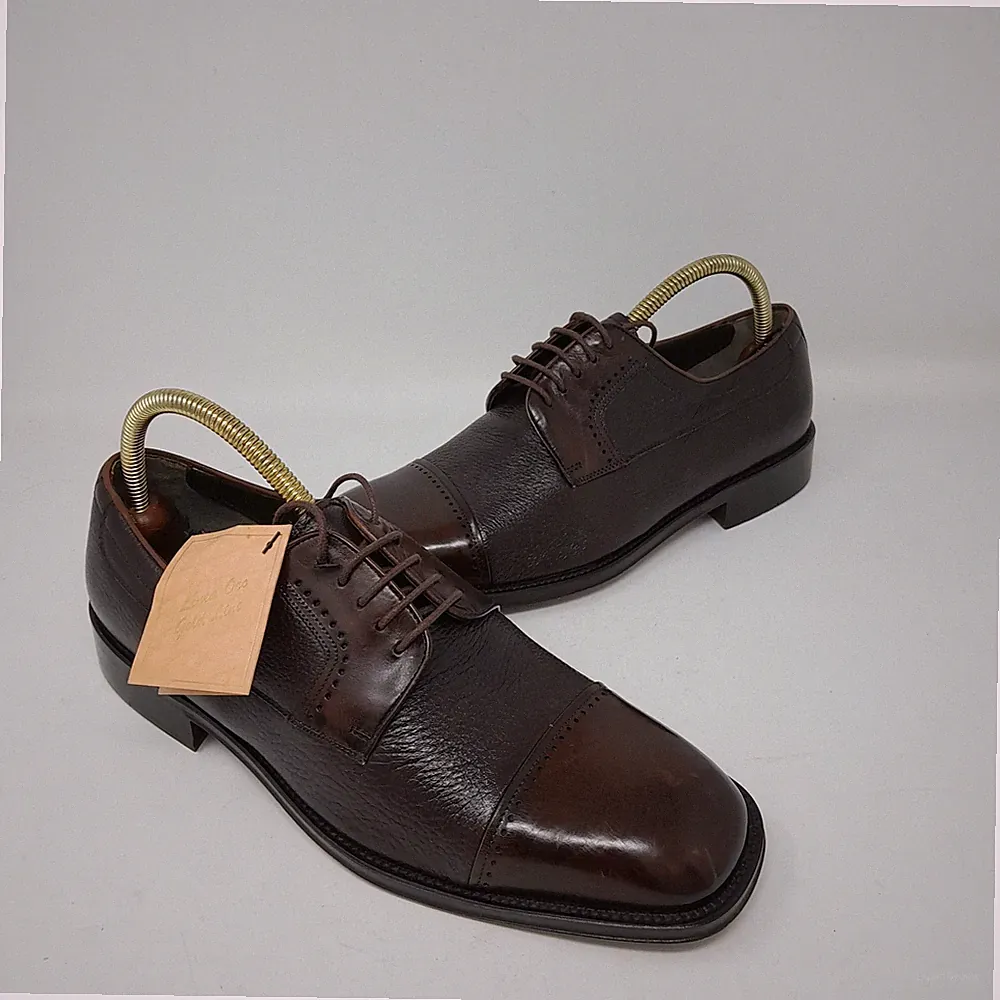 Mezlan Herrenschuhe UK 8,5 braun Hirschleder gold line smart selten geschnürt zweifarbig