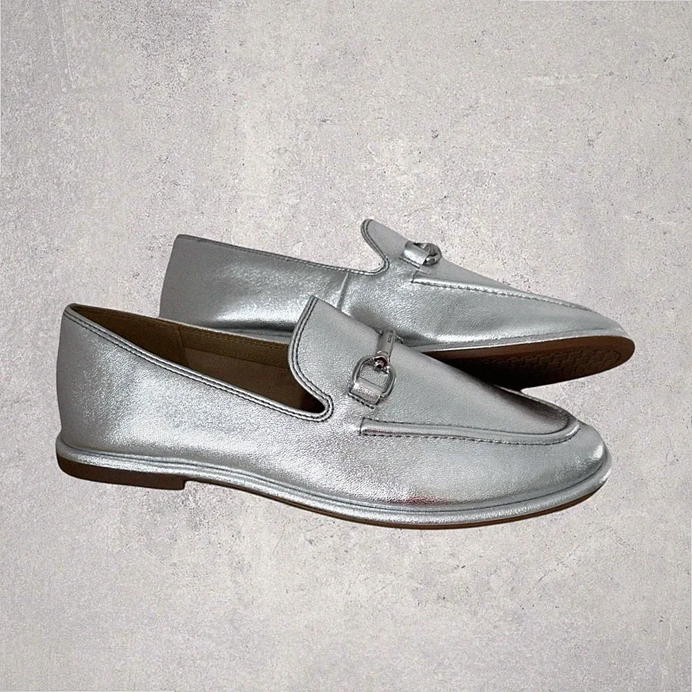 Michael Kors MK Schuhe Loafers Bootsschuhe Carson Loafer Silber Grau 37 39 NEU