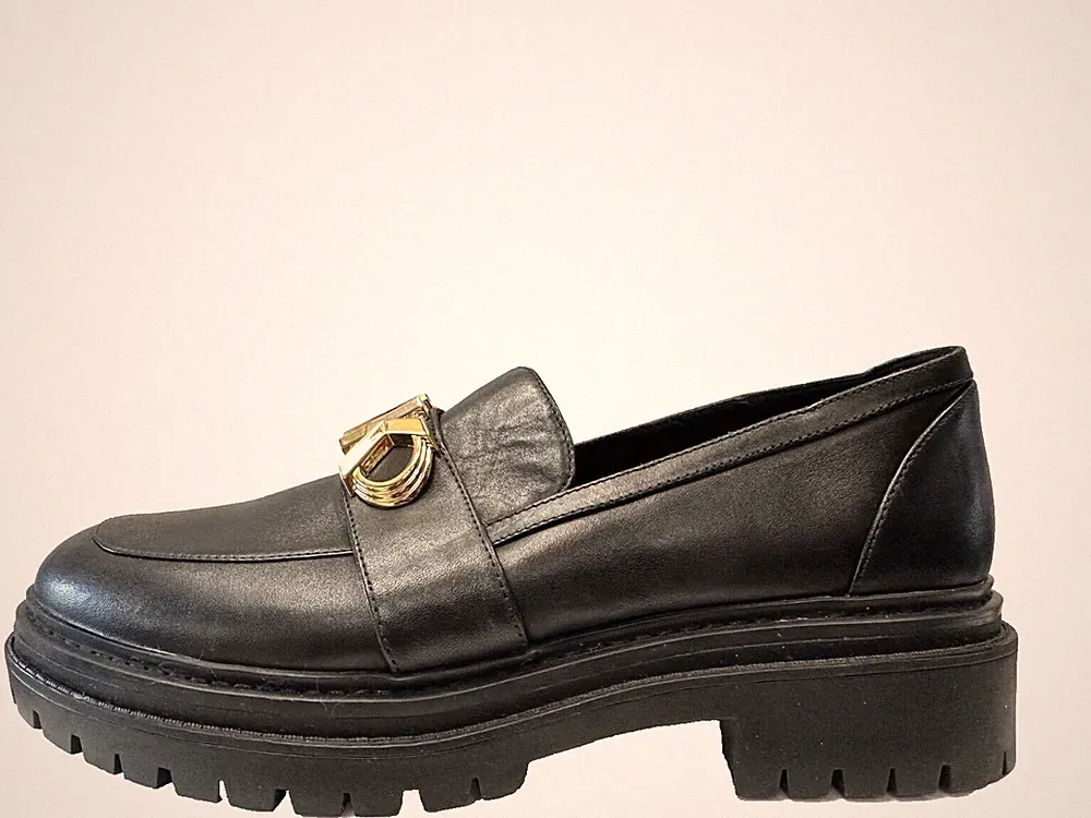 MICHAEL KORS Parker Lederschuh Slipper Schwarz Flach Loafer UK 7 US 9 EU 40