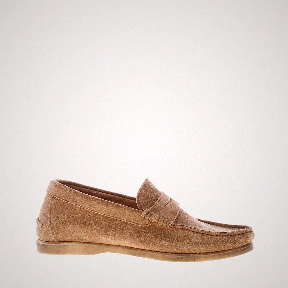 MIGLIORE herren schuhe Beige suede hand werklich made in Italy loafer Flex sohle