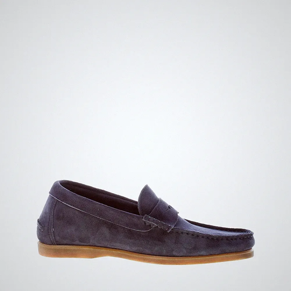 MIGLIORE herren schuhe blau suede hand werklich made in Italy loafer flex sohle