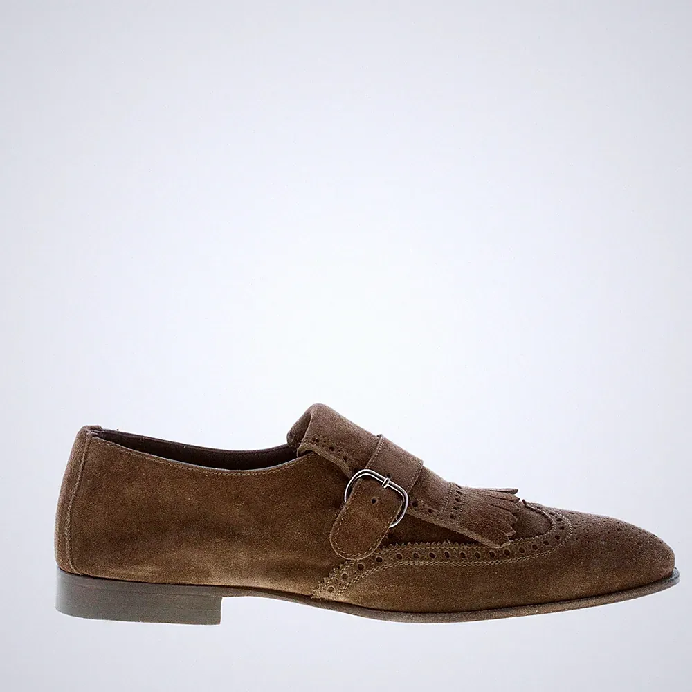 MIGLIORE herren schuhe grün suede loafer maxi franse schnalle made in Italy