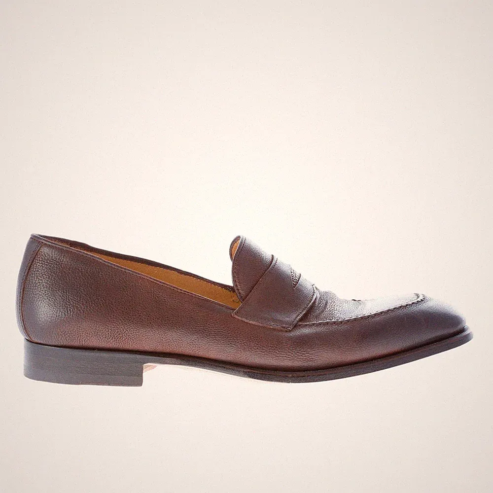 MIGLIORE herren schuhe men shoe made in Italy Dark brown antiqued leather loafer