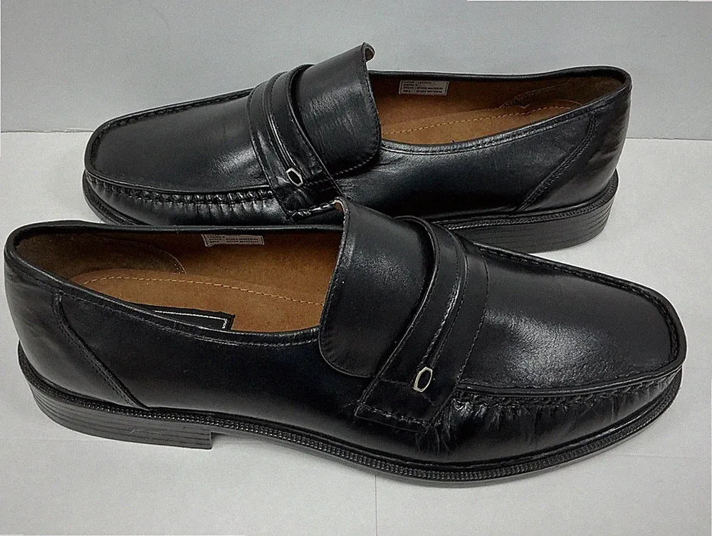 Milano Herren Leder Schwarz Slipper Halbschuhe Gr. UK 12 Neu Ungetragen