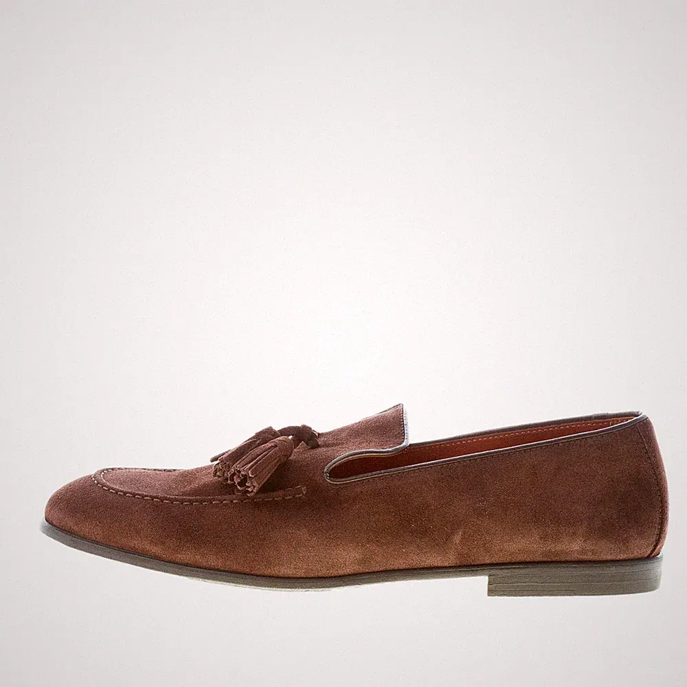 MILLE885 herren schue dunkelbraun suede loafer quasten handwerklich aus Italy