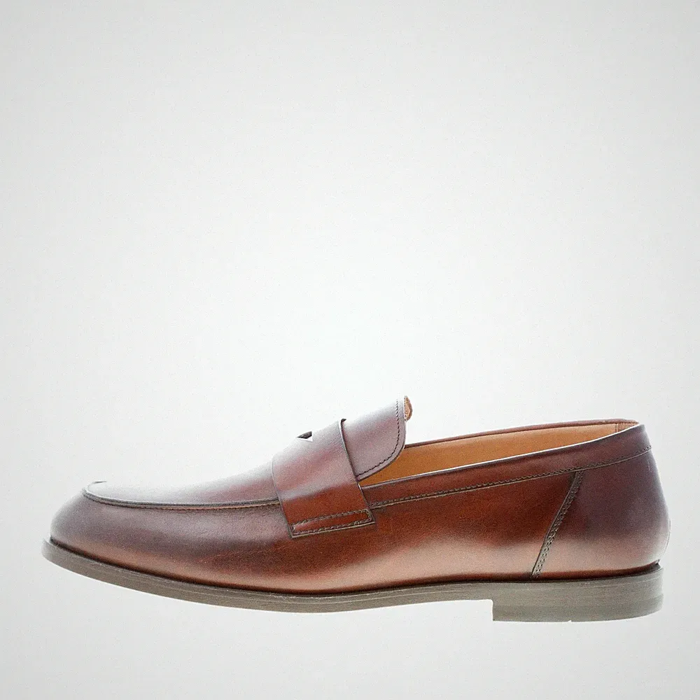 MILLE885 Herren Schuhe Halbschuh Milton Leder braun gebrannt mit Maske