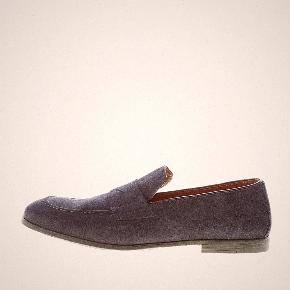 MILLE885 Herrenschuhe Halbschuh Lilie Wildleder blau mit Maske