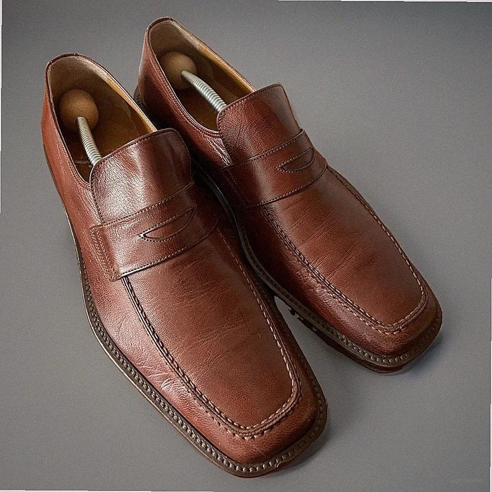 MIRAGE Herren Businessschuh Halbschuh Slipper Leder Braun Gr 41,5 Made in Italy