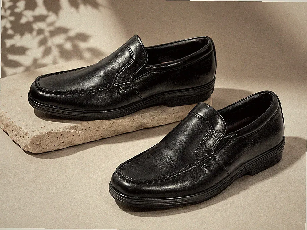 Mirage Herren Porto Schwarze Leder Slipper Loafer Hochzeitsschuh EU 46 US 12