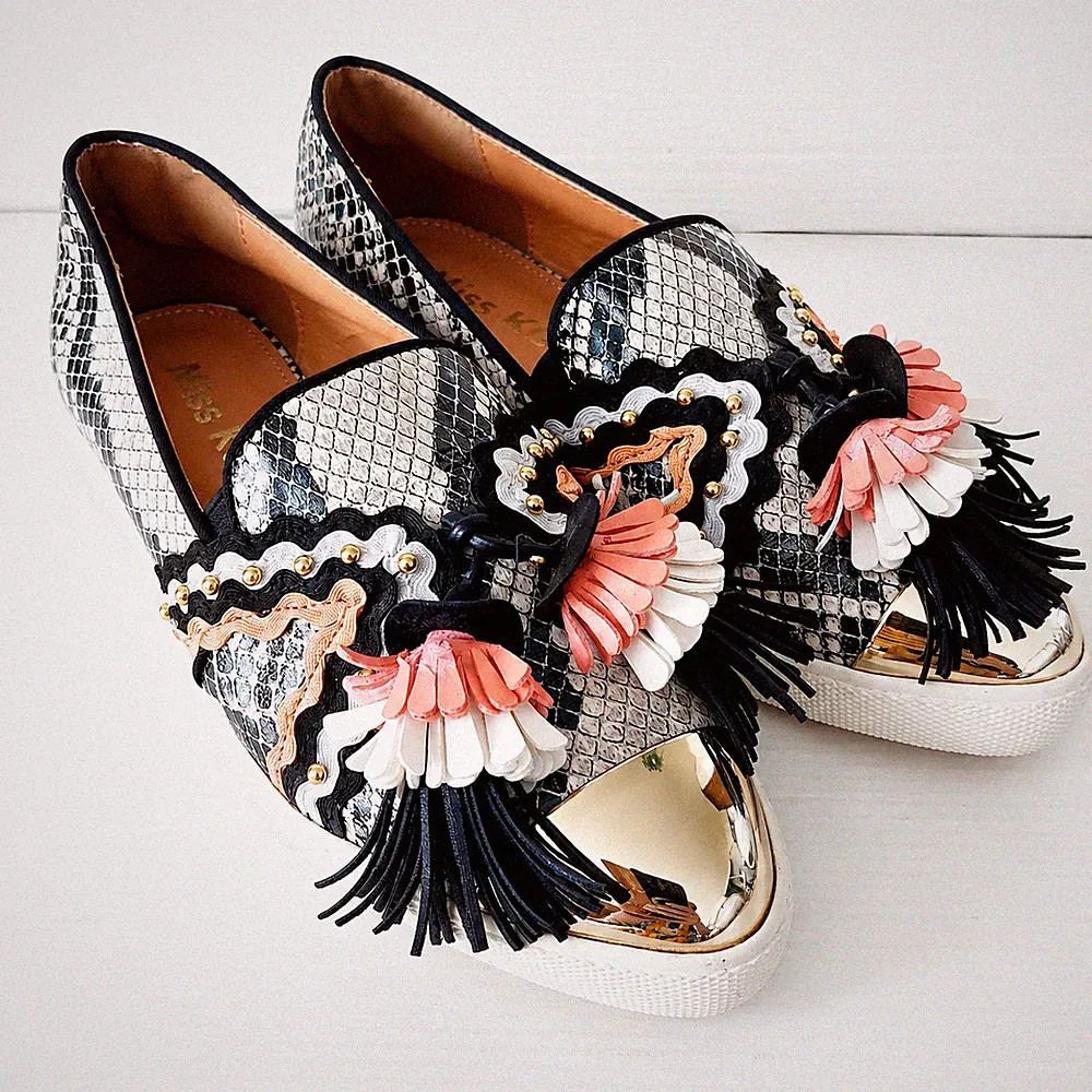 Miss KG Kurt Geiger Snake Print Embellished Slip On Sneaker Schuhe EU 37 UK 4