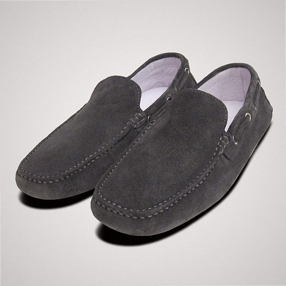 Mittelgraue Wildleder Fahrschuhe Halbschuhe