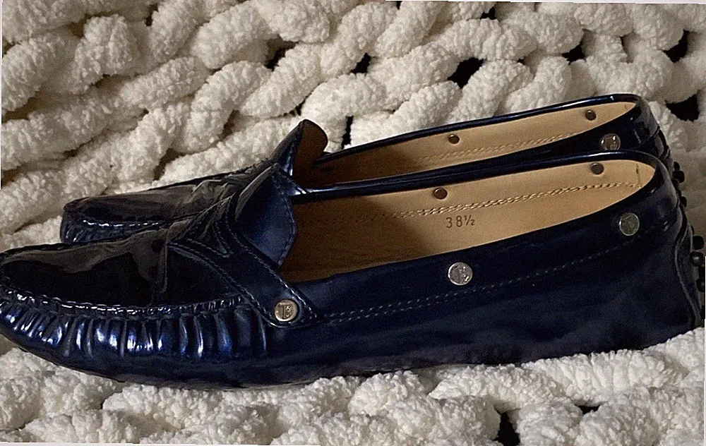 Mitternachtsblaue bequeme ital. Tod‘s Lack Mokassins 38,5 Loafers Gommino 5,5