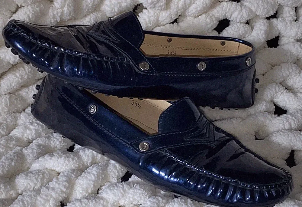 Mitternachtsblaue bequeme ital. Tod‘s Lack Mokassins 38,5 Loafers Gommino 5,5