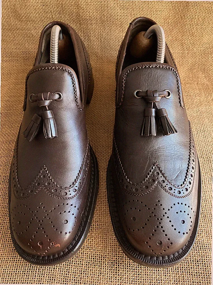 miu miu Herren Dunkelbraun Leder Quaste Halbschuhe Größe UK 5,5 || US 6,5