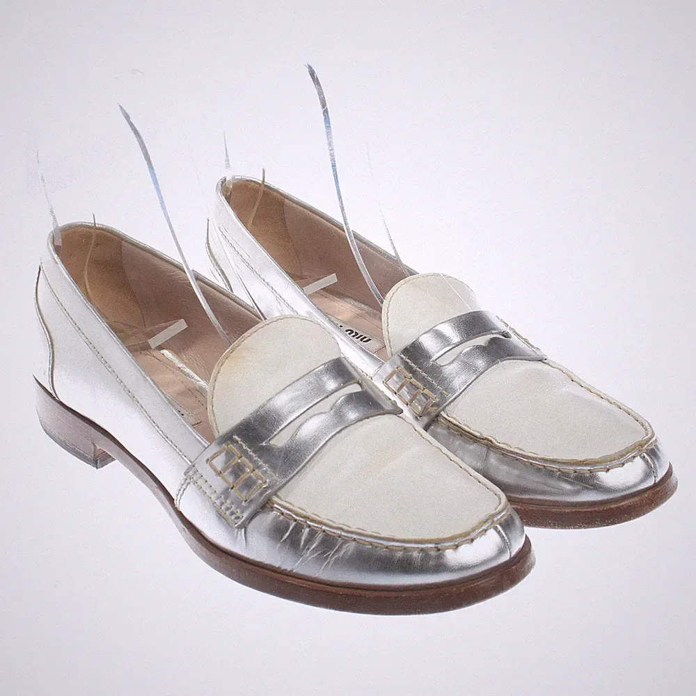 Miu Miu Loafers 36 EUR Weiß Metallic Gut