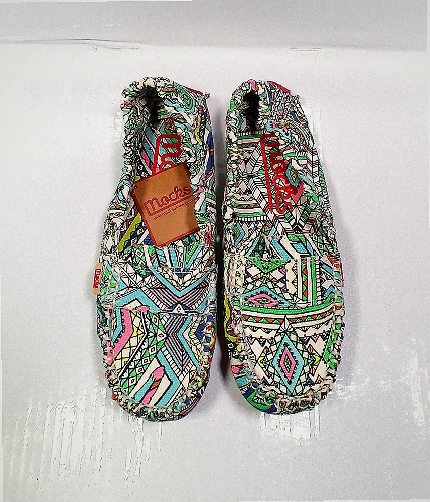 Mocks Damen Material gemustert weich bunt Halbschuhe Größe 5