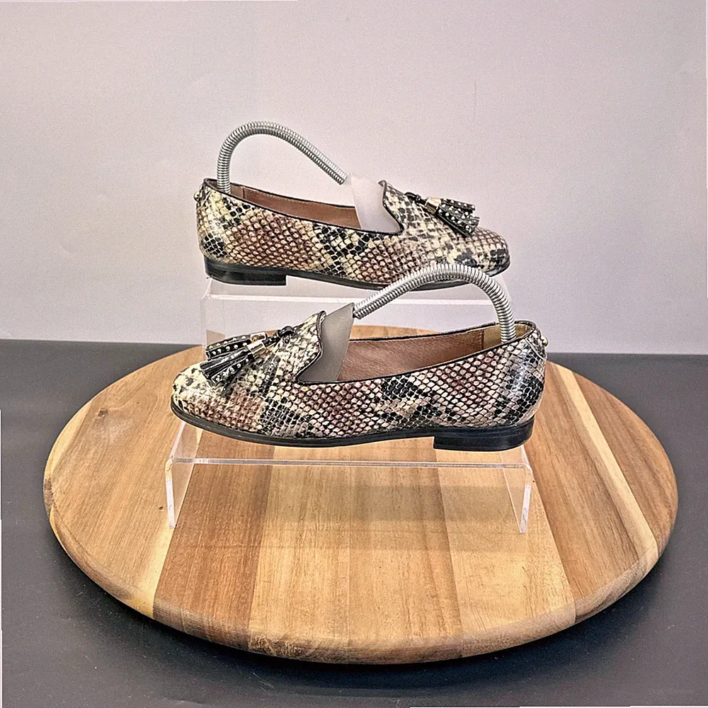 Moda in Pelle Damen-Loafer UK-Größe 3 mehrfarbig Leder Quasten Slipper