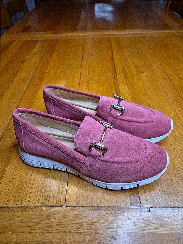 Moda In Pelle Francie Wildleder Leder Keilabsatz Halbschuhe In Fuchsia UK 7 EU 40