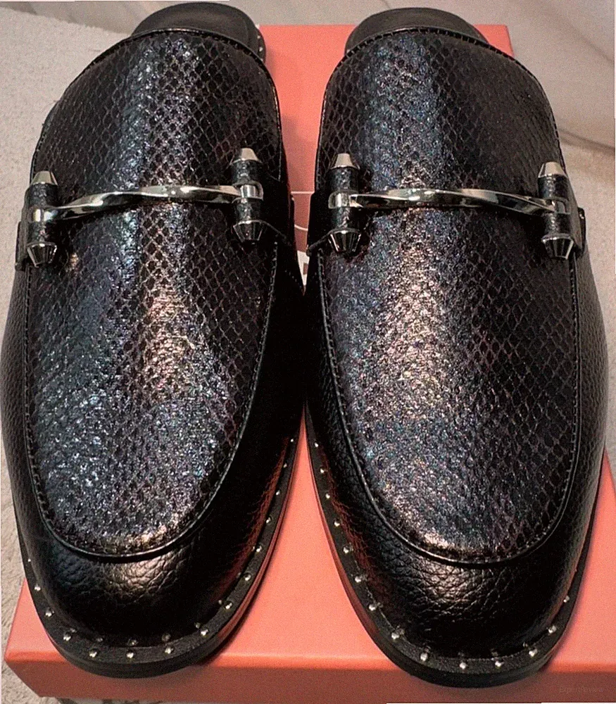 Moda in Pelle Leder Halbschuhe UK 5 / 38 Ellajean schwarz flach offener Rücken Slipper