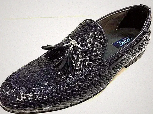 Mokassin Mocassin Loafer Blau Geflochten Gepflochten Herrenschuhe Slipper 44