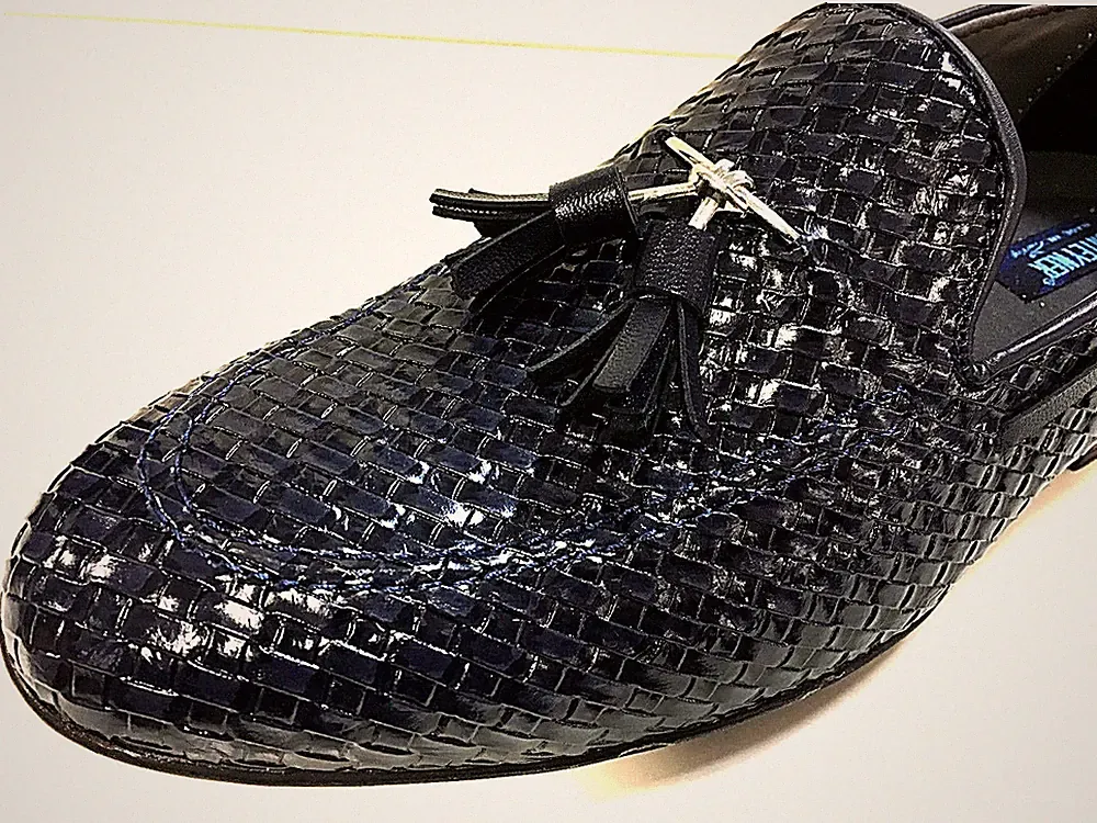 MOKASSIN MOCASSIN LOAFER DUNKEL BLAU GEFLOCHTEN GEPFLOCHTEN HERRENSCHUHE SLIPPER