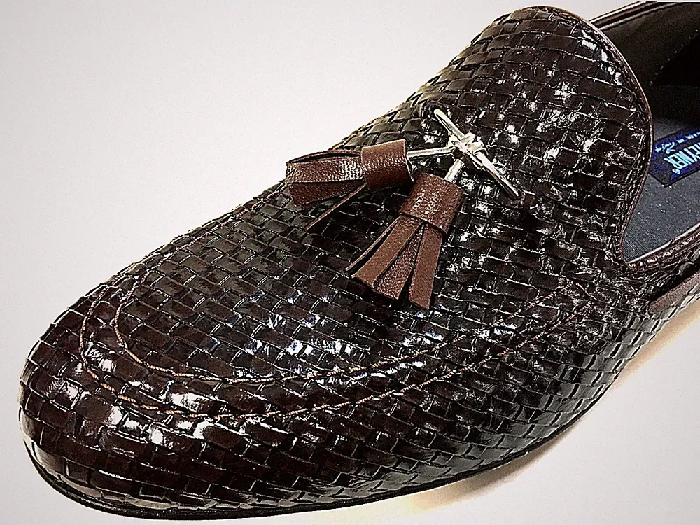 MOKASSIN MOCASSIN LOAFER DUNKELBRAUN GEFLOCHTEN GEPFLOCHTEN HERRENSCHUHE SLIPPER