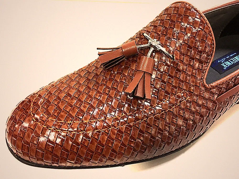 MOKASSIN MOCASSIN LOAFER HELL BRAUN GEFLOCHTEN GEPFLOCHTEN HERRENSCHUHE SLIPPER