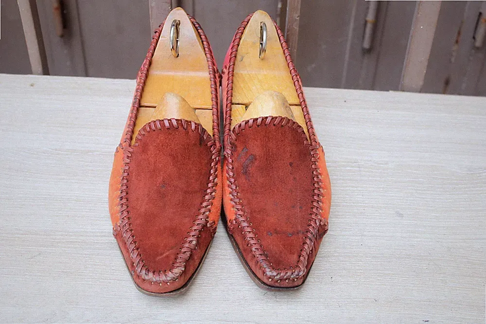MOKASSIN SANTONI VINTAGE WILDLEDER 37 SUPER ZUSTAND DAMENSCHUHE