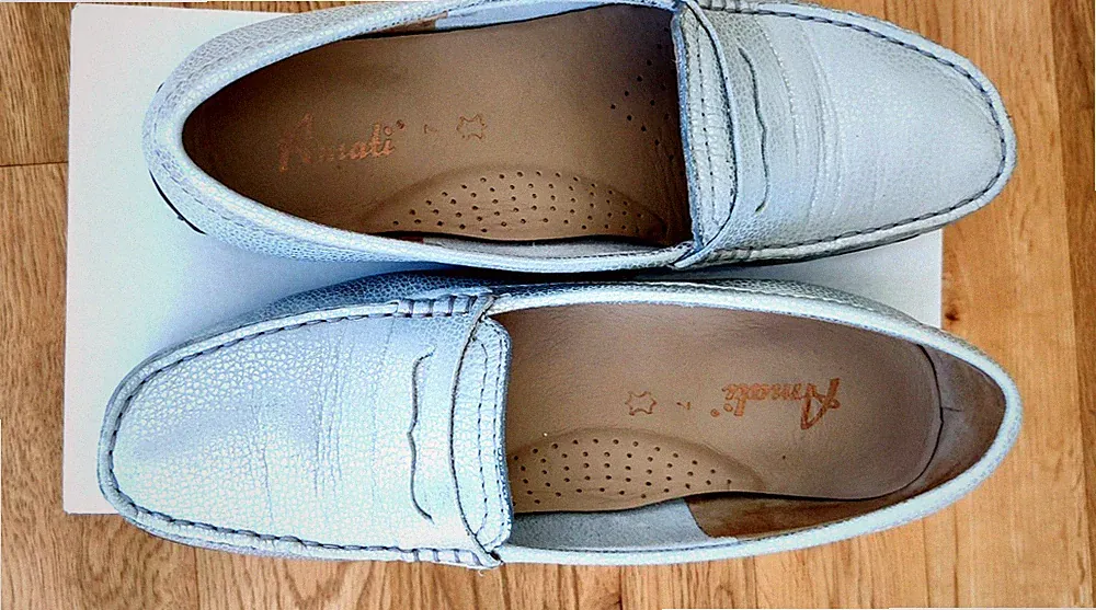 Mokassins, Loafer Modell AMATI, Damen aus Leder, Größe 40, Farbe silber TOP