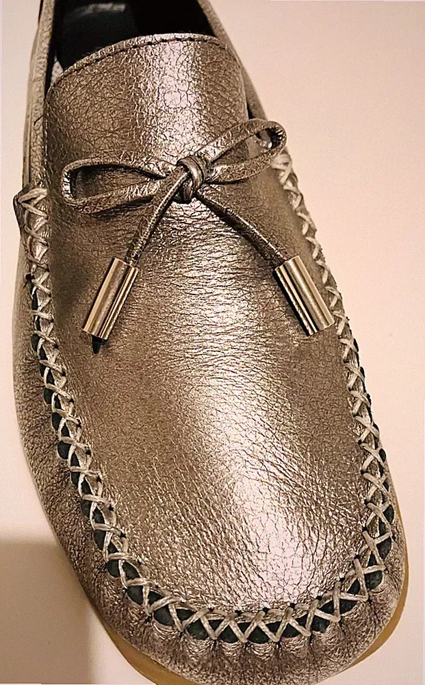 MOKASSINS Silber LEDER La MIA Größe 40 SLIPPER LOAFER