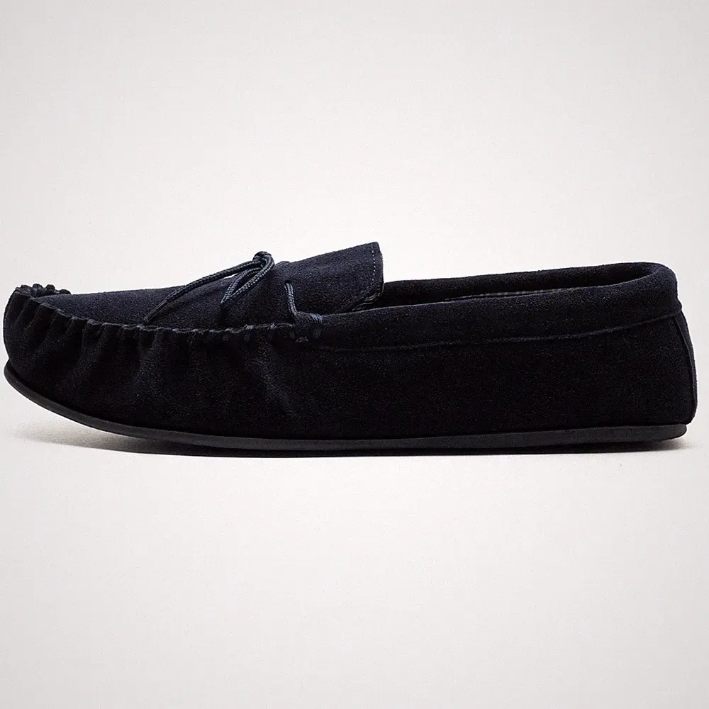 Mokkers Bruce Herren Leder Freizeit Slipper Lounge Halbschuh Hausschuhe Navy
