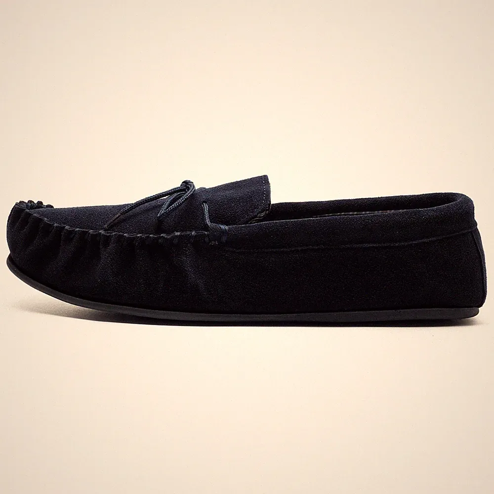 Mokkers Bruce Herren Leder Freizeit Slipper Lounge Halbschuh Hausschuhe Navy